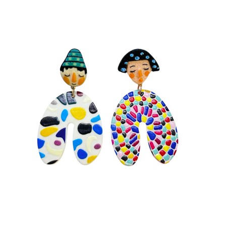 earring stud plexiglass and clay 1